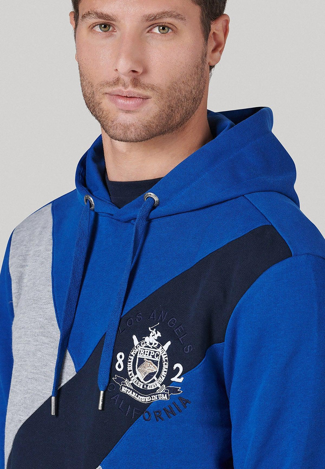 Beverly Hills Polo Club UK-TEAM CROSS PANEL HOODIE ROYAL