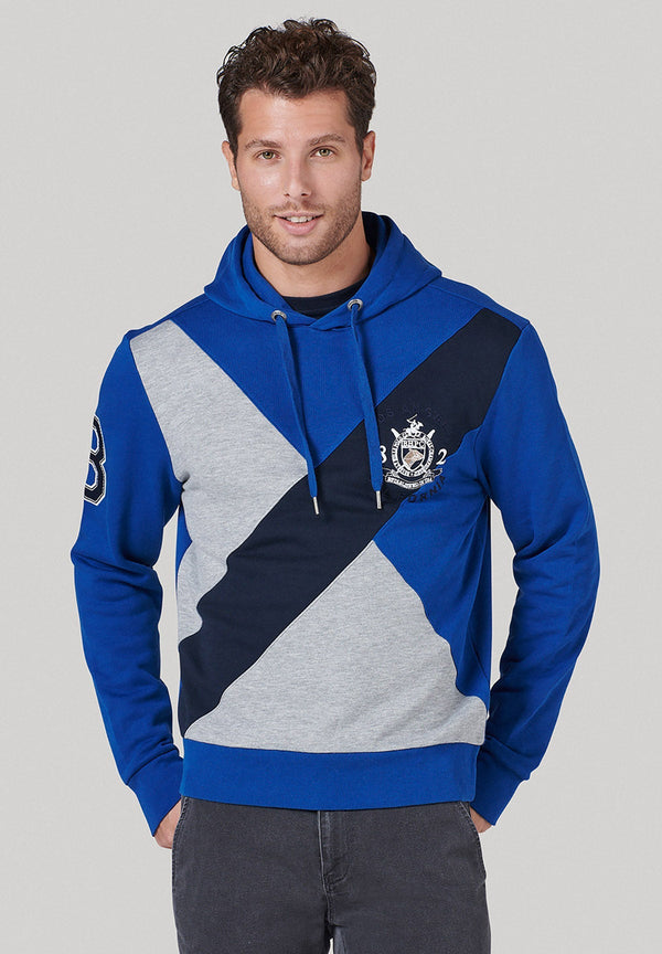 Beverly Hills Polo Club UK-TEAM CROSS PANEL HOODIE ROYAL