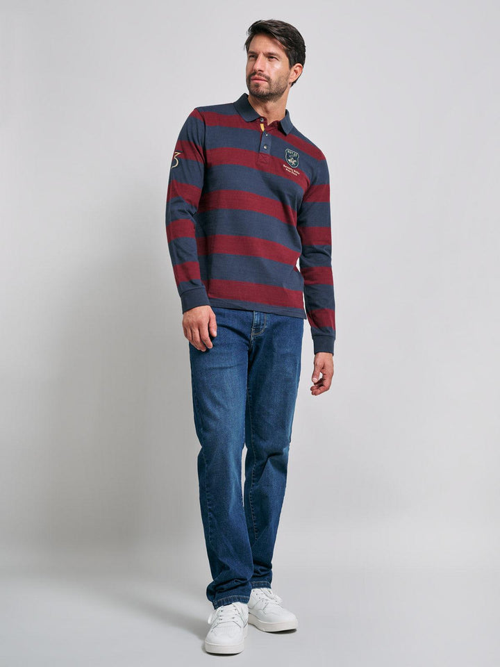 Beverly Hills Polo Club UK-TEAM RUGBY SHIRT NAVY RED