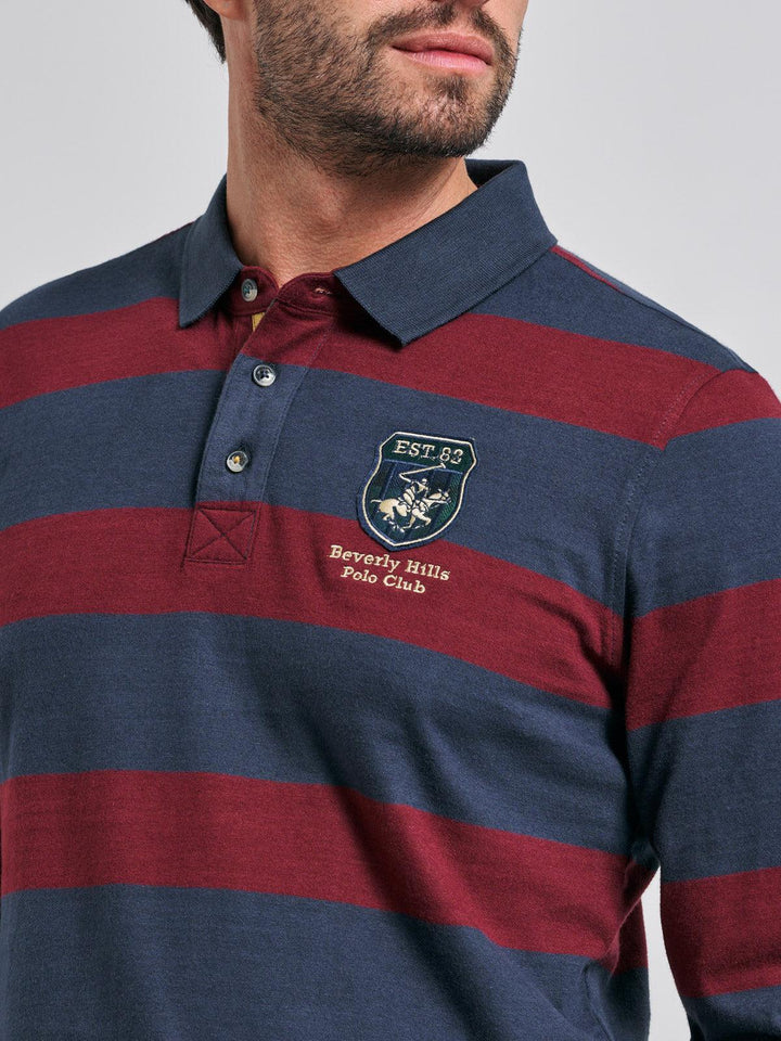 Beverly Hills Polo Club UK-TEAM RUGBY SHIRT NAVY RED