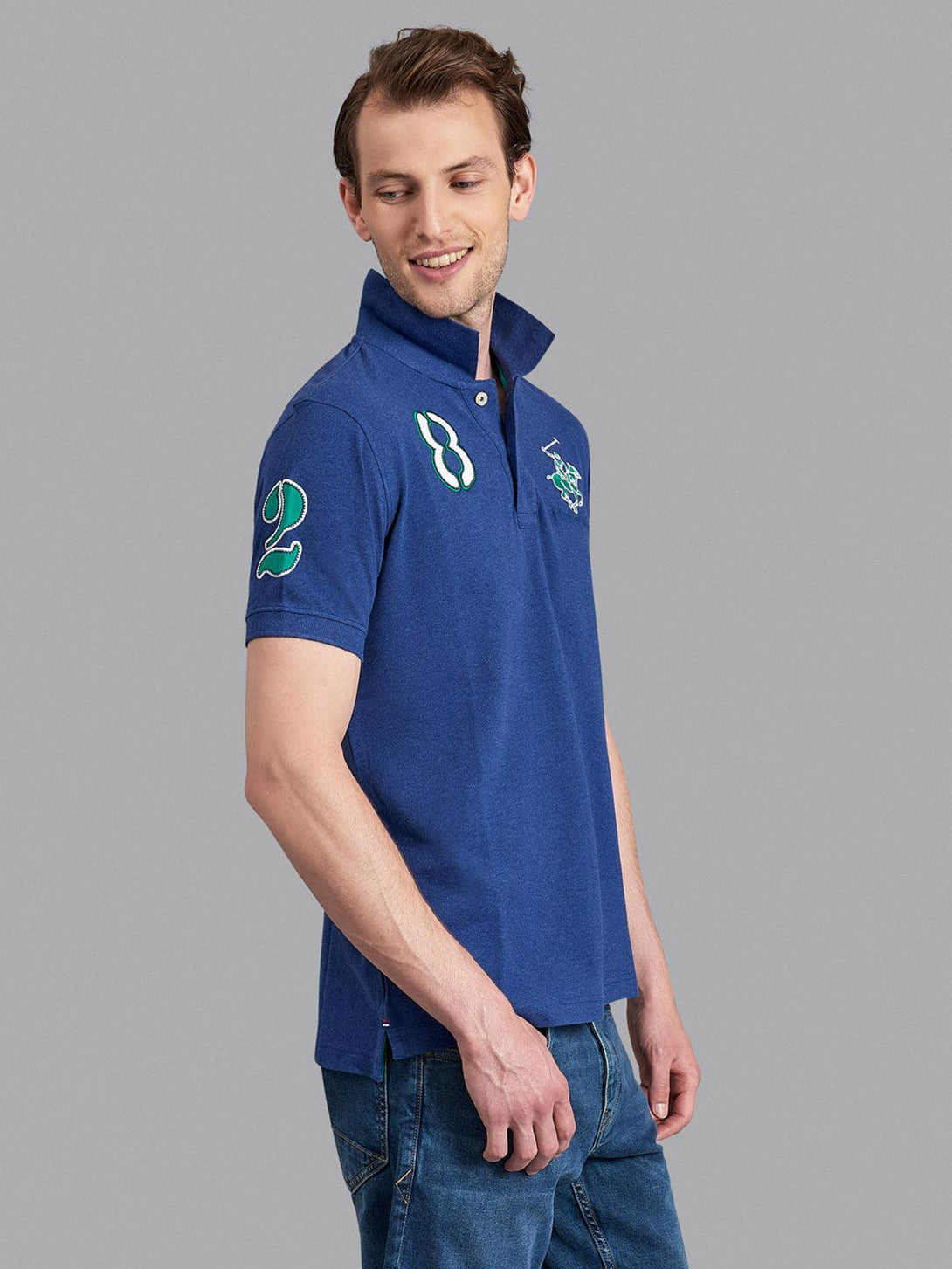 Beverly Hills Polo Club UK-TEAM SIGNATURE LARGE PONY POLO SHIRT BALTIC BLUE