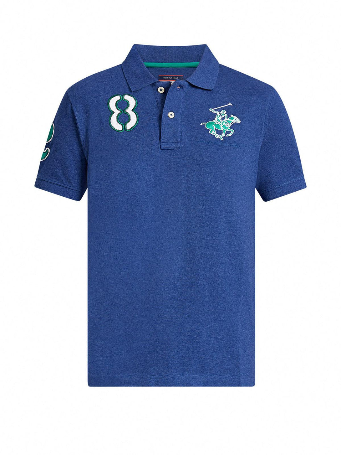 Beverly Hills Polo Club UK-TEAM SIGNATURE LARGE PONY POLO SHIRT BALTIC BLUE