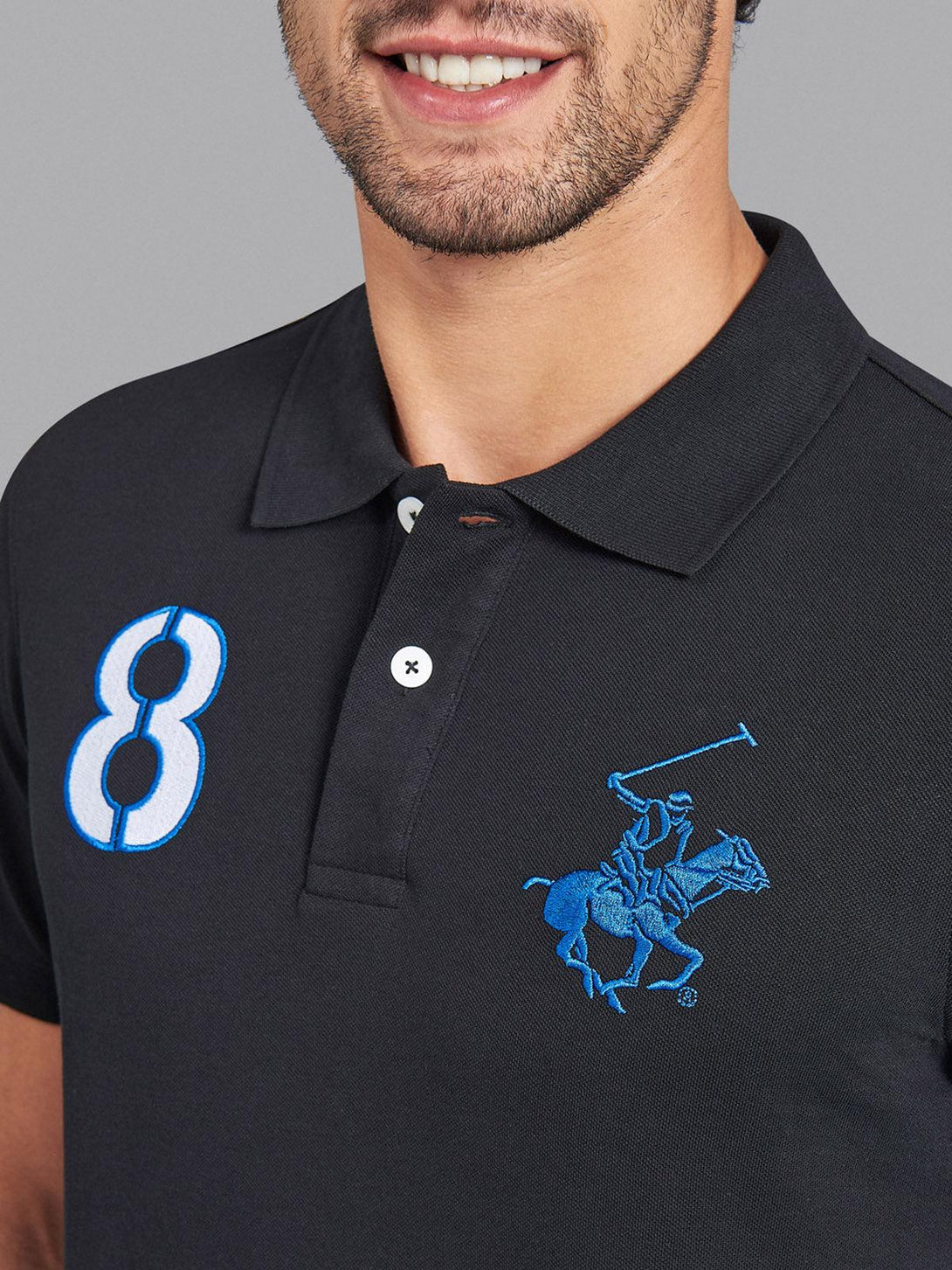 Beverly Hills Polo Club UK-TEAM SIGNATURE LARGE PONY POLO SHIRT BLACK