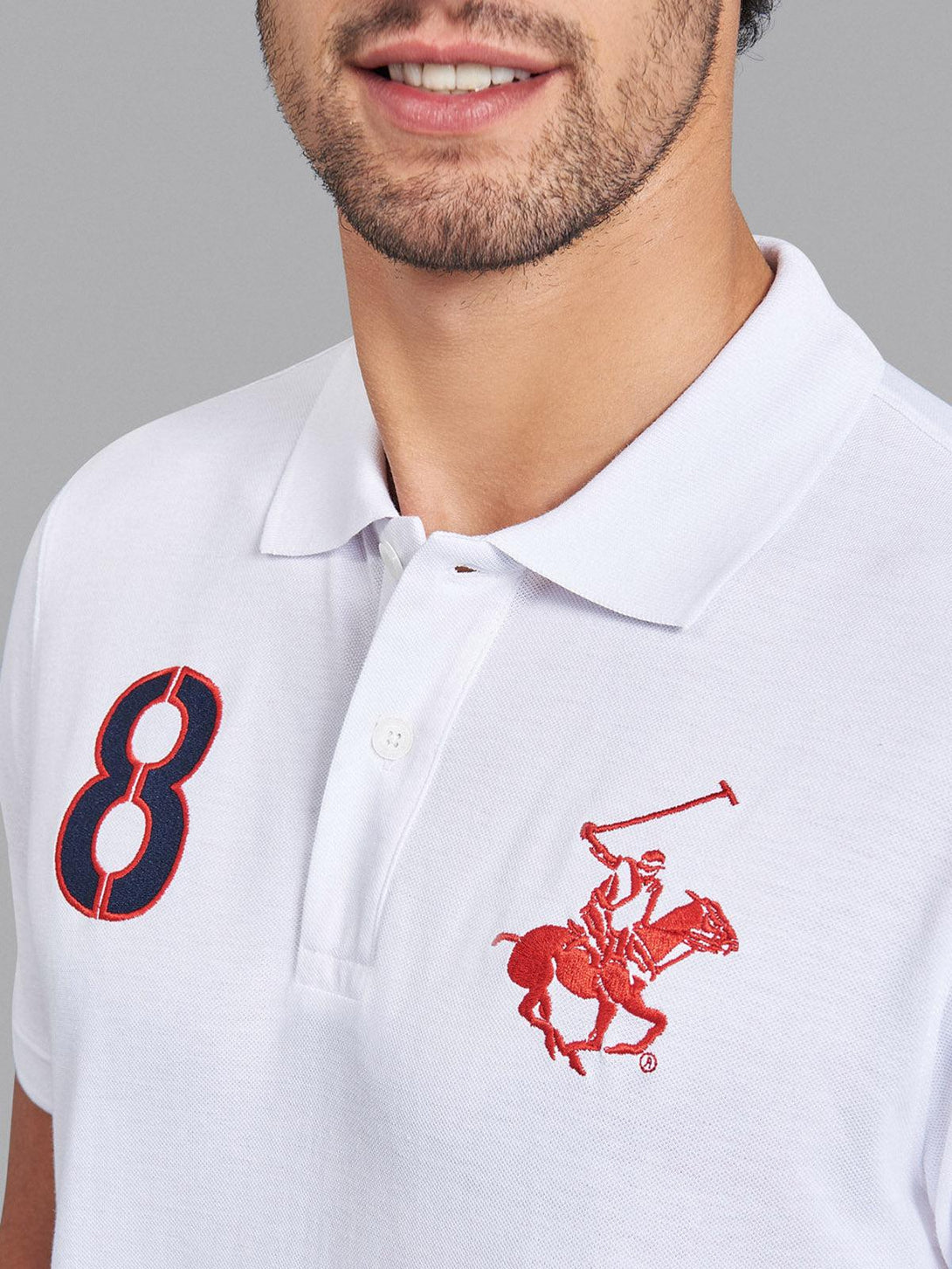 Beverly Hills Polo Club UK-TEAM SIGNATURE LARGE PONY POLO SHIRT WHITE