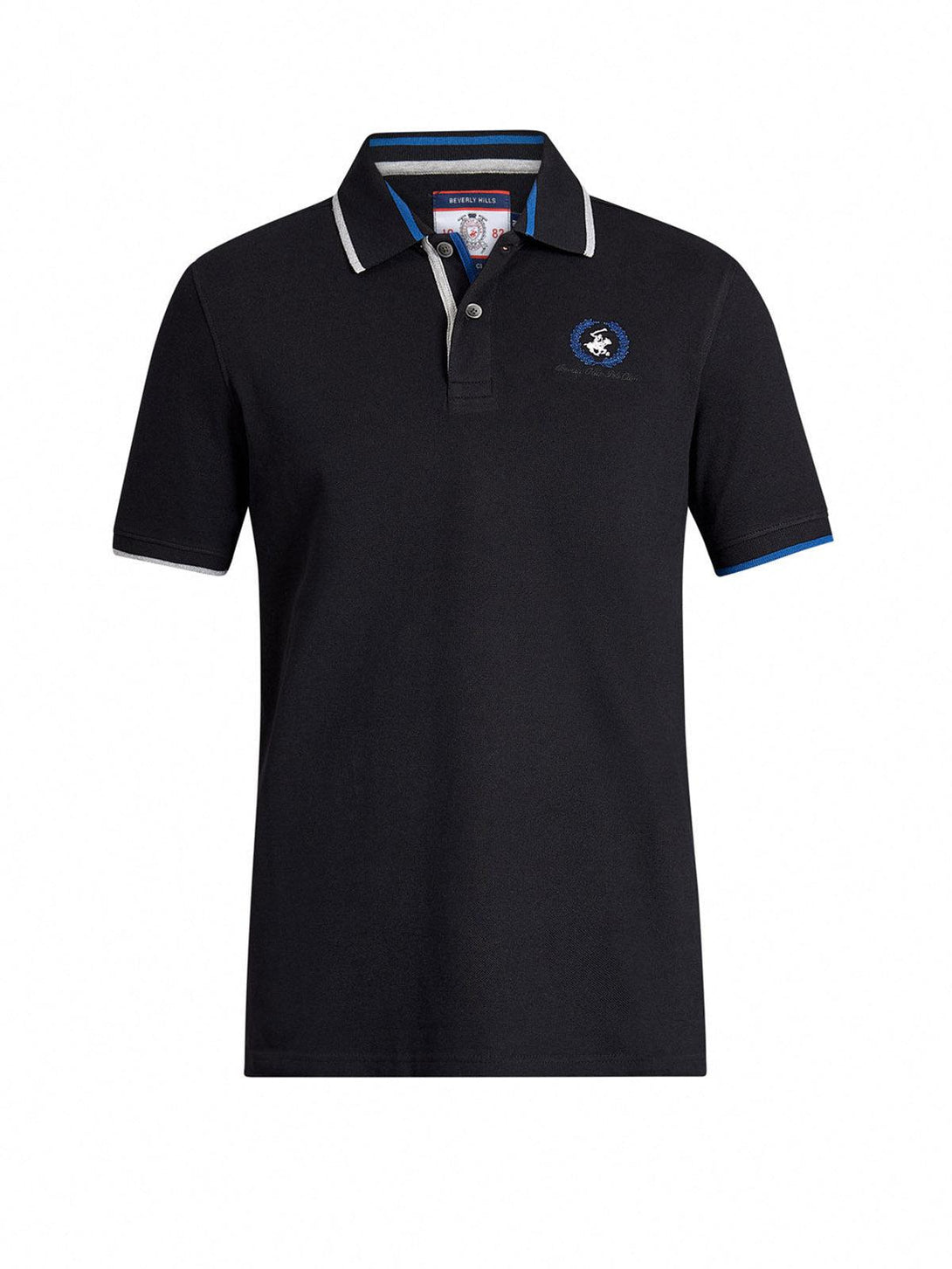 Beverly Hills Polo Club UK-TEAM TIPPED WREATH LOGO POLO SHIRT BLACK