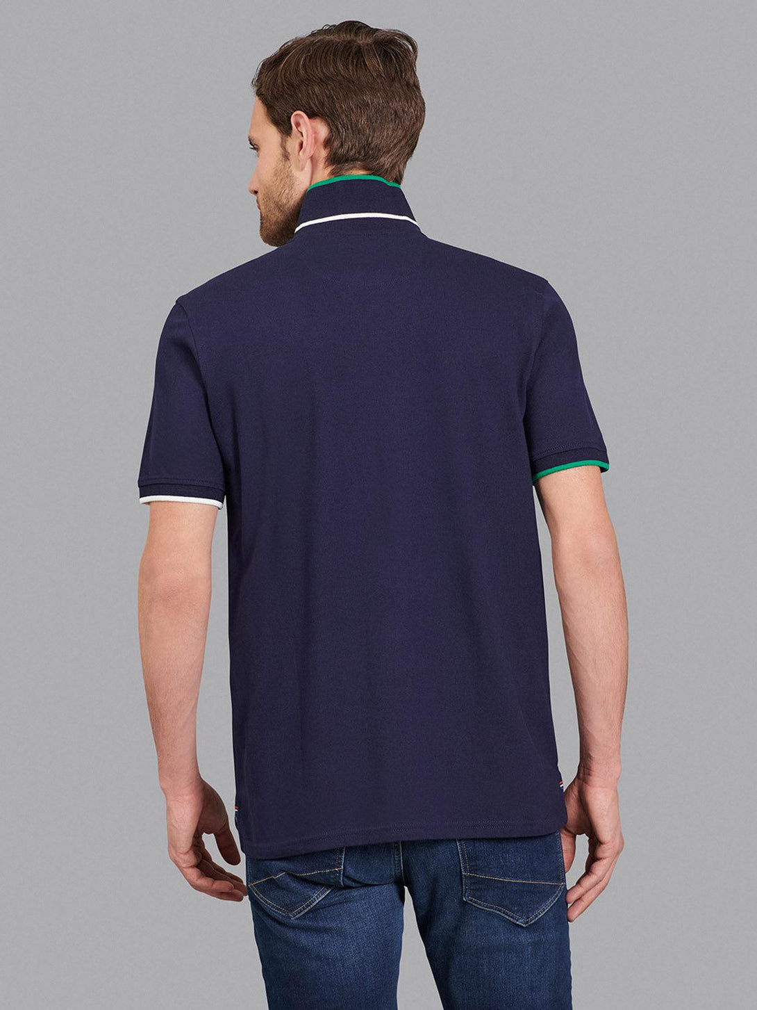 Beverly Hills Polo Club UK-TEAM TIPPED WREATH LOGO POLO SHIRT TRUE NAVY