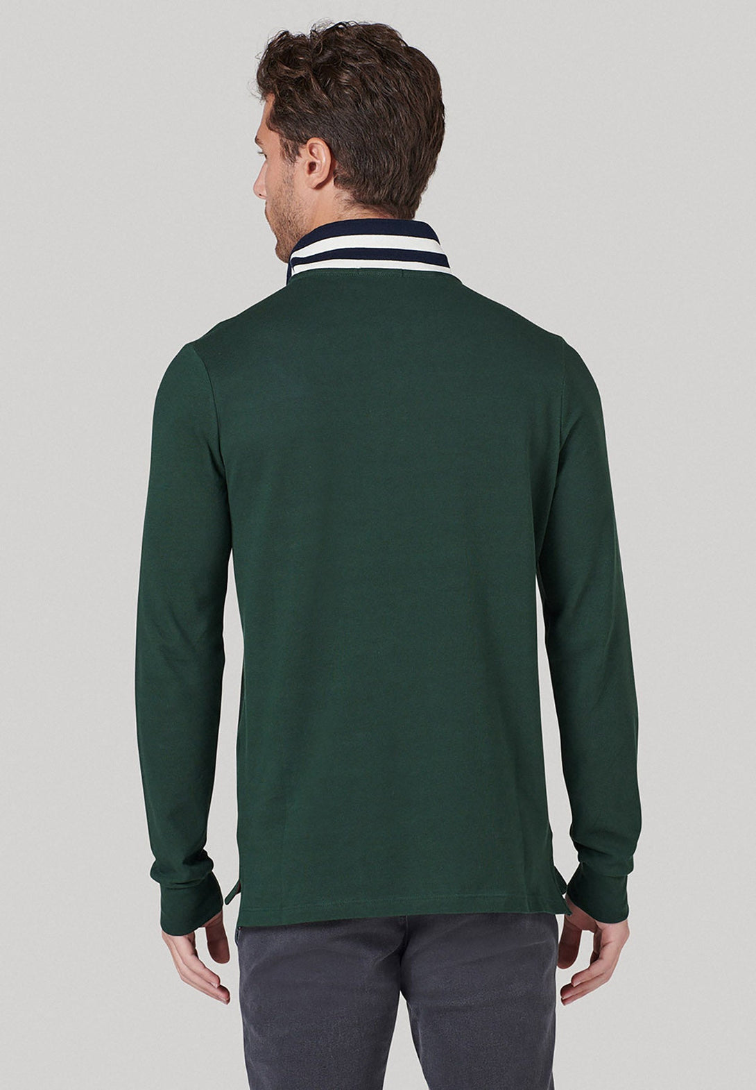 Beverly Hills Polo Club UK-TIPPED COLLAR ESSENTIAL LOGO LS POLO SHIRT MUSK