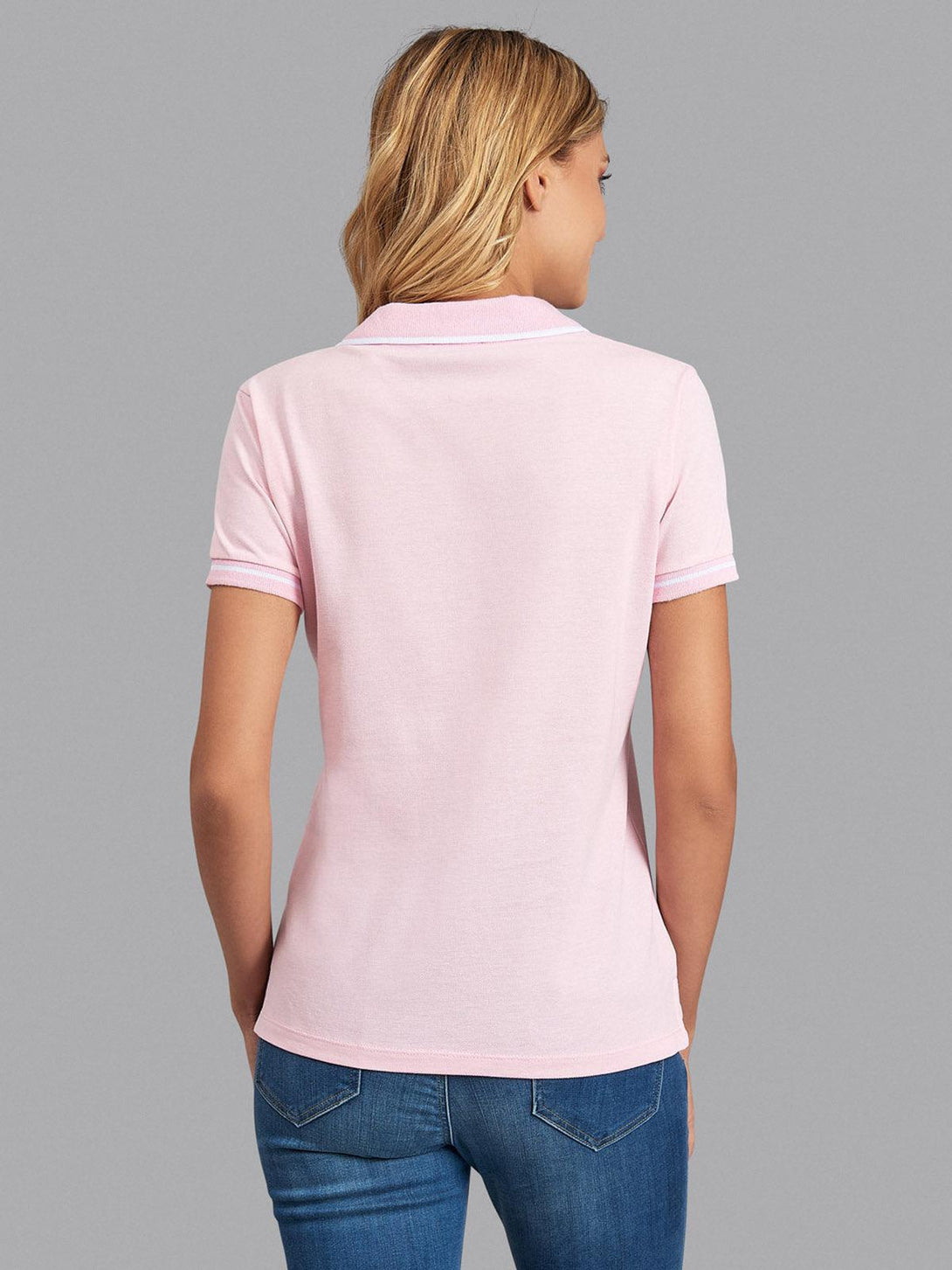 Beverly Hills Polo Club UK-TIPPED CROSS V-NECK POLO SHIRT PINK