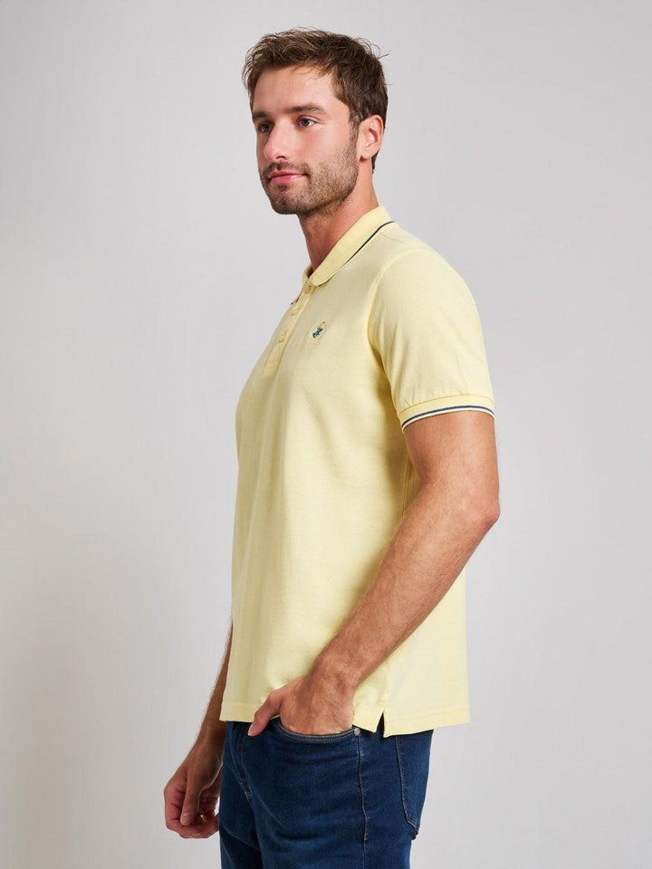 Beverly Hills Polo Club UK-TIPPED MODERN SLIM FIT POLO SHIRT BROKEN YELLOW