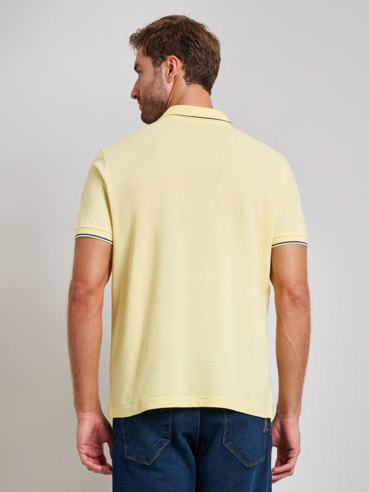 Beverly Hills Polo Club UK-TIPPED MODERN SLIM FIT POLO SHIRT BROKEN YELLOW