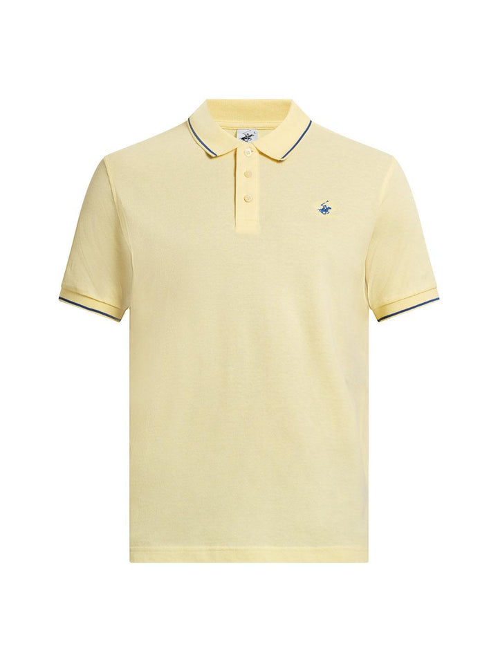 Beverly Hills Polo Club UK-TIPPED MODERN SLIM FIT POLO SHIRT BROKEN YELLOW