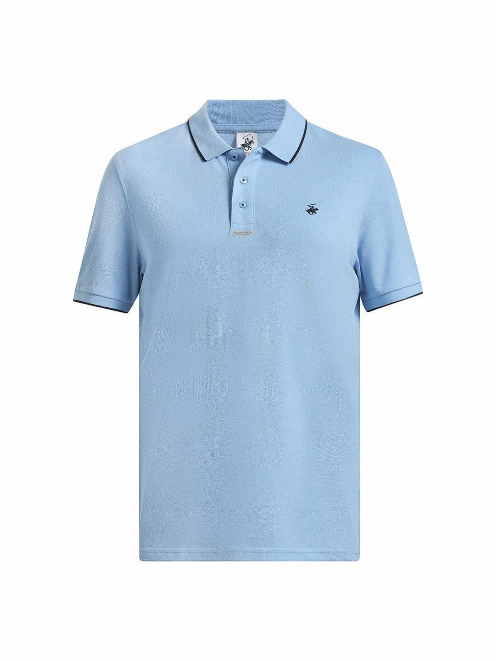 TIPPED PLACKET TAG POLO SHIRT BLUE SKY – BEVERLY HILLS POLO CLUB