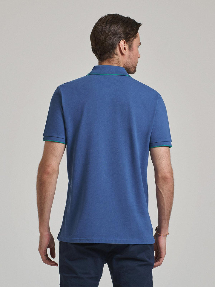 Beverly Hills Polo Club UK-TIPPED PLACKET TAG POLO SHIRT INDIGO