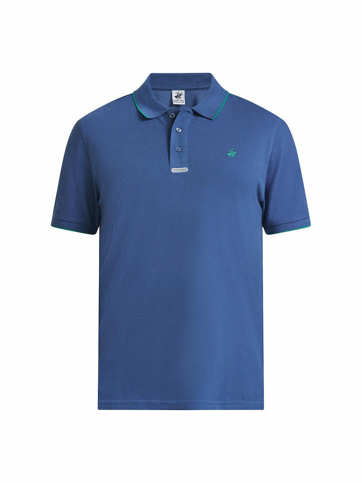 Beverly Hills Polo Club UK-TIPPED PLACKET TAG POLO SHIRT INDIGO