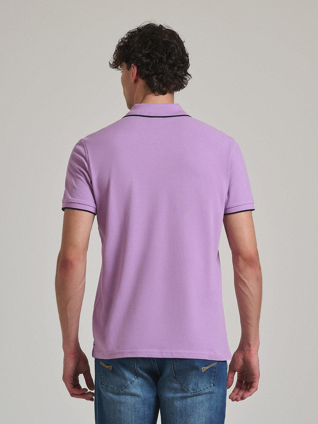 Beverly Hills Polo Club UK-TIPPED PLACKET TAG POLO SHIRT LILAC