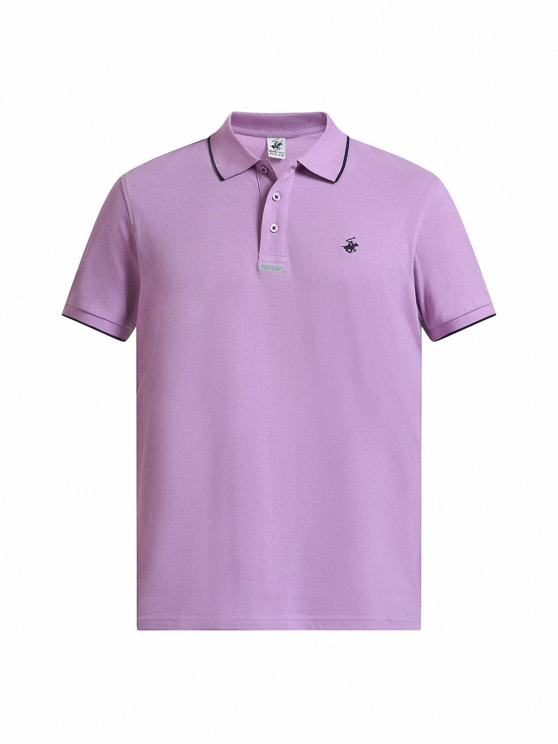 Beverly Hills Polo Club UK-TIPPED PLACKET TAG POLO SHIRT LILAC