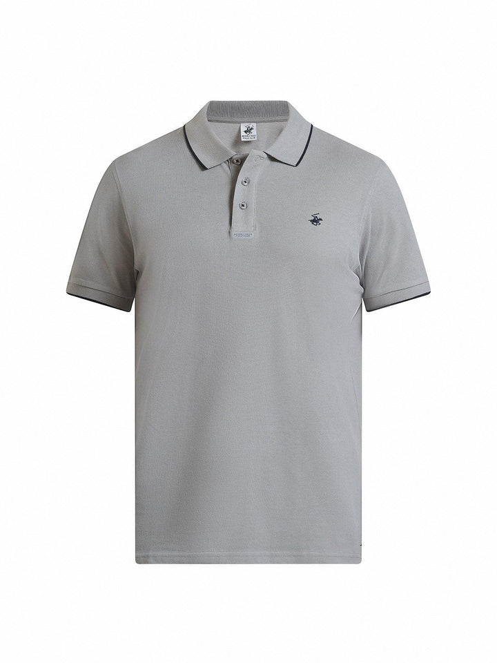 TIPPED PLACKET TAG POLO SHIRT STEEL GREY – BEVERLY HILLS POLO CLUB