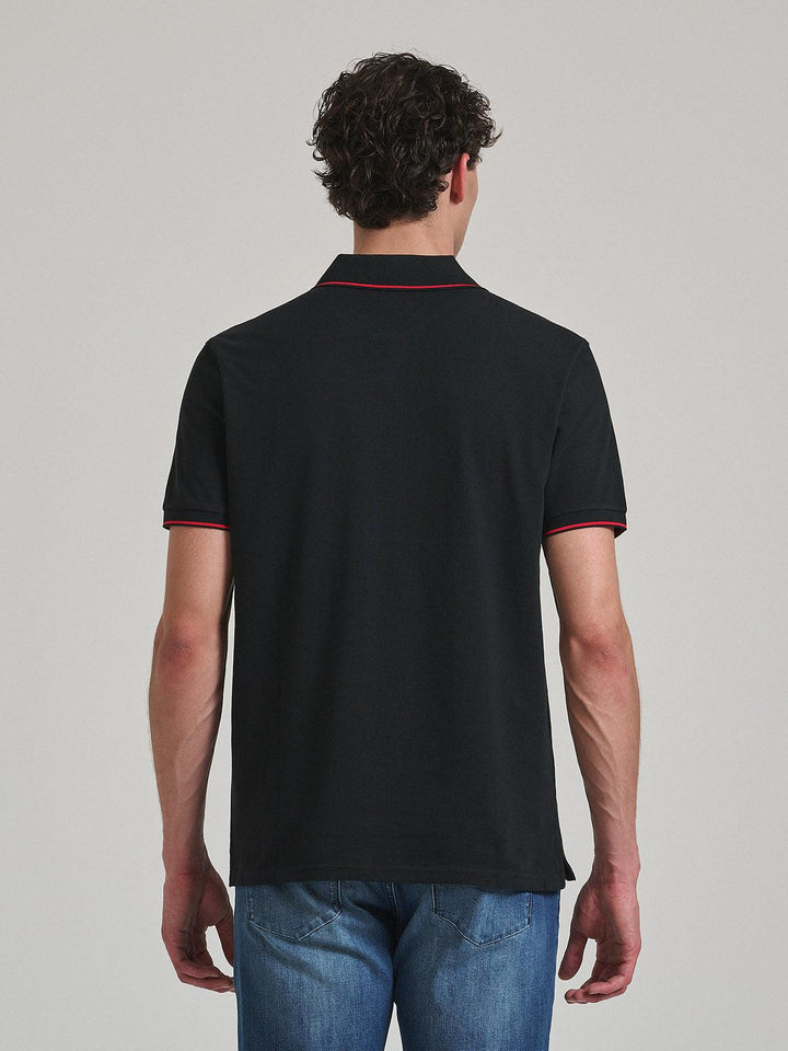 Beverly Hills Polo Club UK-TIPPED POLO PONY POLO SHIRT BLACK