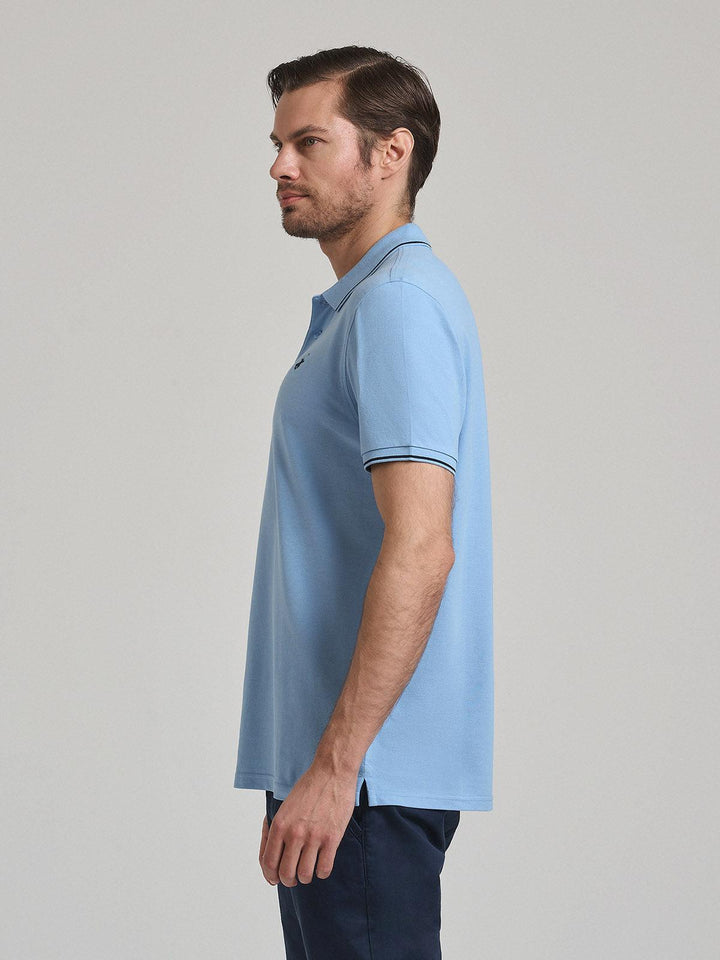 Beverly Hills Polo Club UK-TIPPED POLO PONY POLO SHIRT BLUE SKY