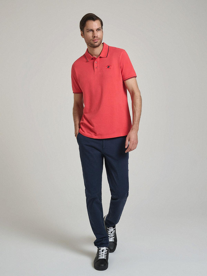 Beverly Hills Polo Club UK-TIPPED POLO PONY POLO SHIRT CORAL
