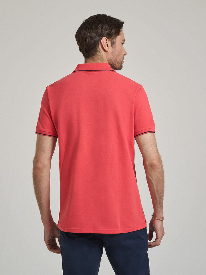 Beverly Hills Polo Club UK-TIPPED POLO PONY POLO SHIRT CORAL