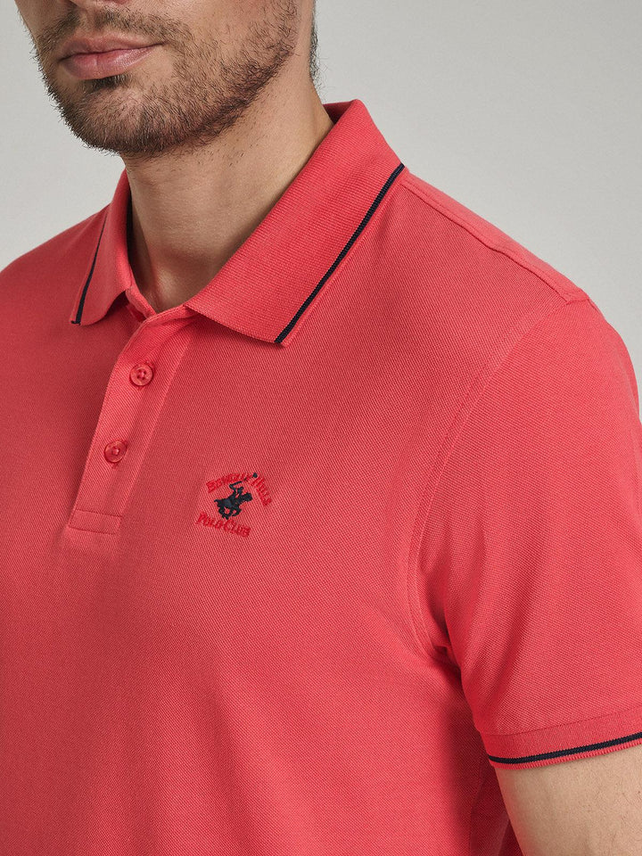 Beverly Hills Polo Club UK-TIPPED POLO PONY POLO SHIRT CORAL