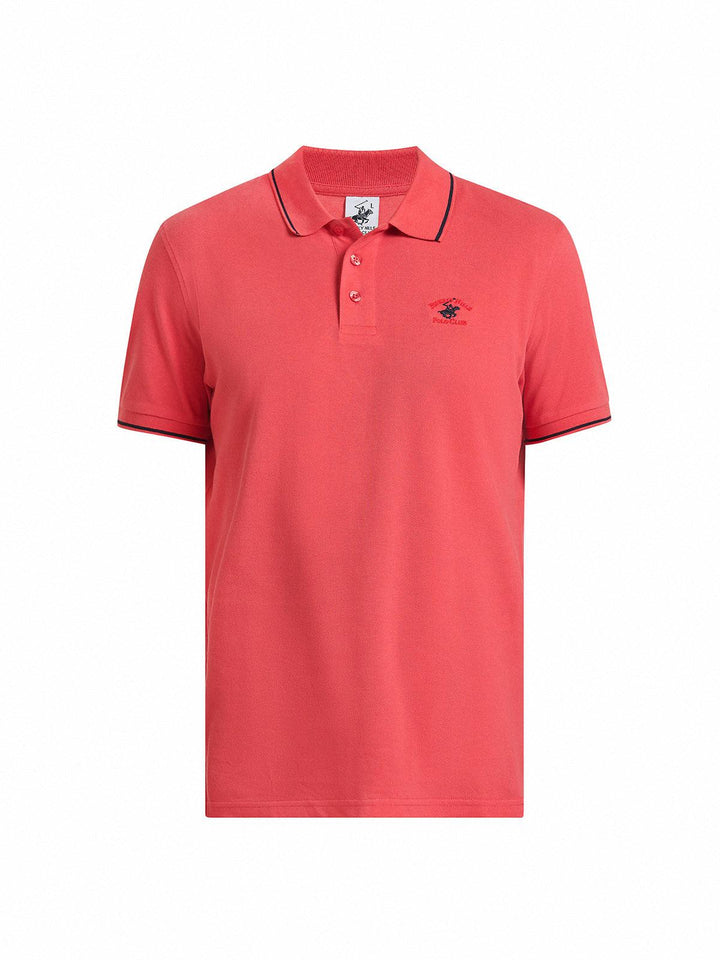 Beverly Hills Polo Club UK-TIPPED POLO PONY POLO SHIRT CORAL