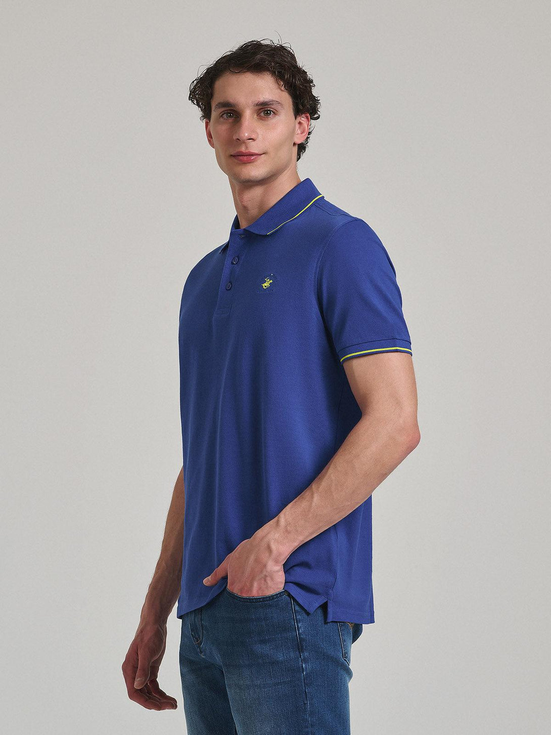 Beverly Hills Polo Club UK-TIPPED POLO PONY POLO SHIRT DARK ROYAL