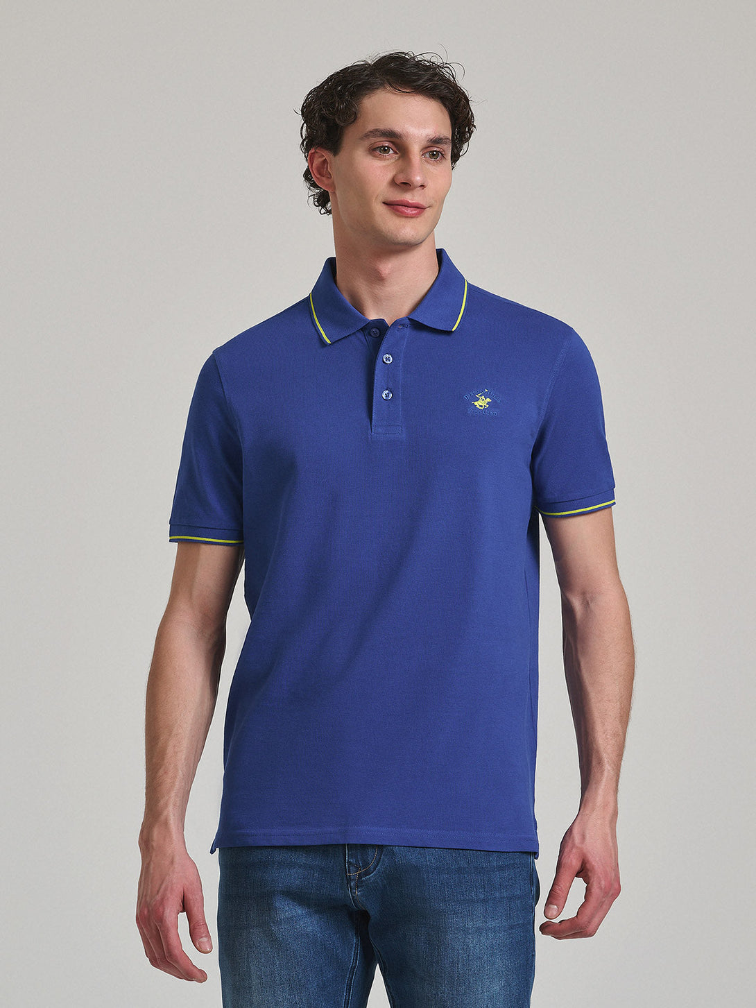 Beverly Hills Polo Club UK-TIPPED POLO PONY POLO SHIRT DARK ROYAL