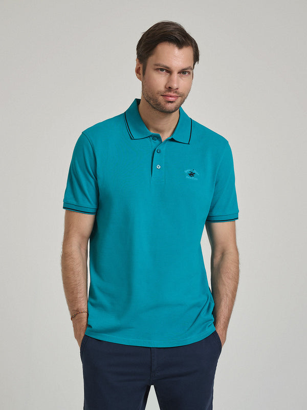 Beverly Hills Polo Club UK-TIPPED POLO PONY POLO SHIRT DARK TEAL