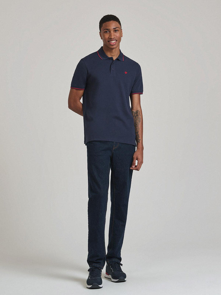Beverly Hills Polo Club UK-TIPPED POLO PONY POLO SHIRT NAVY