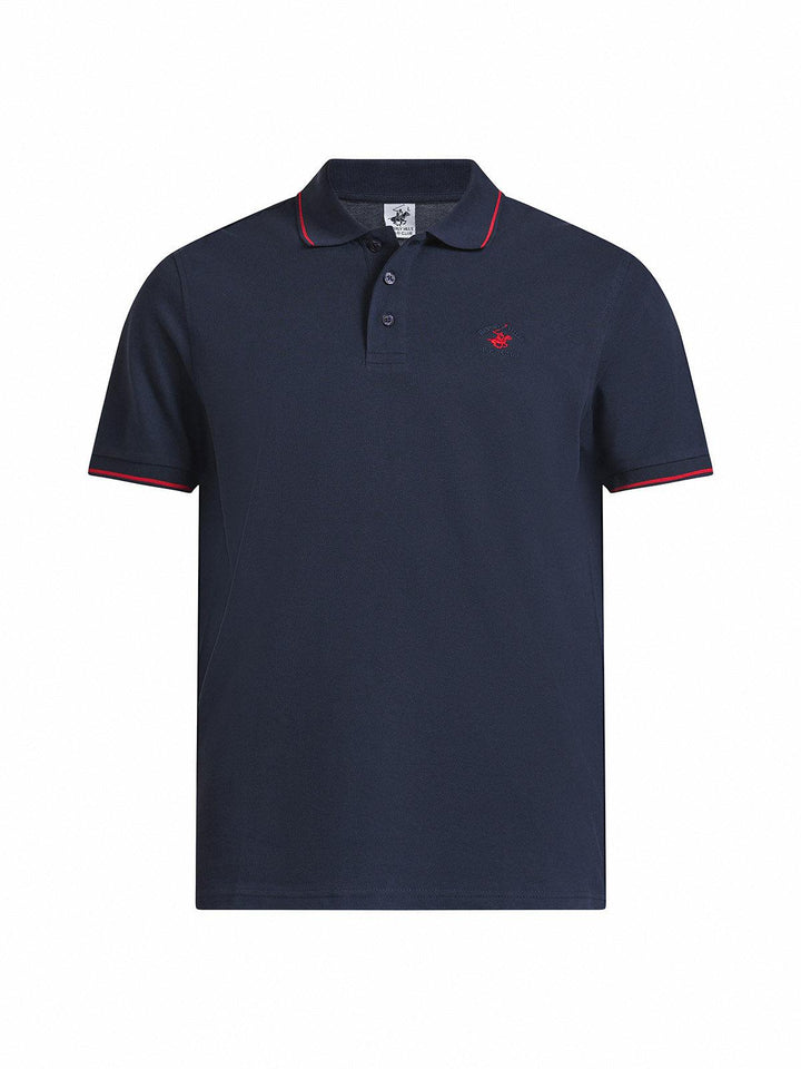 Beverly Hills Polo Club UK-TIPPED POLO PONY POLO SHIRT NAVY