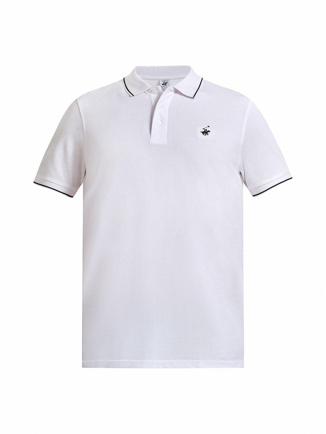 Beverly Hills Polo Club UK-TIPPED POLO PONY POLO SHIRT WHITE