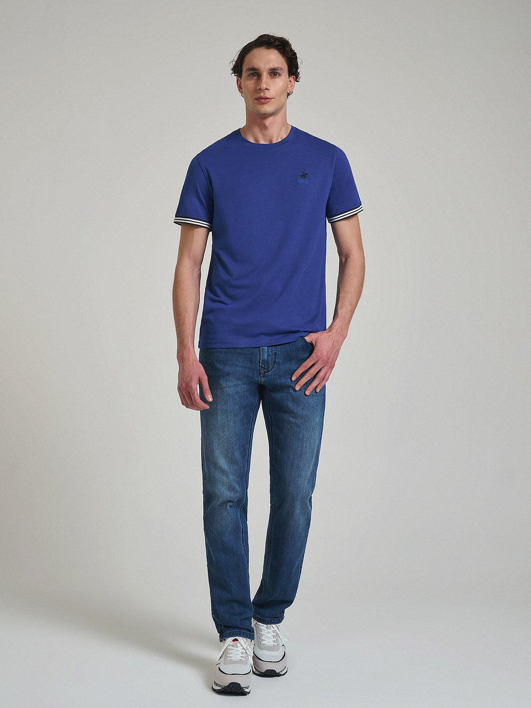 Beverly Hills Polo Club UK-TIPPED SLEEVE T-SHIRT DARK ROYAL