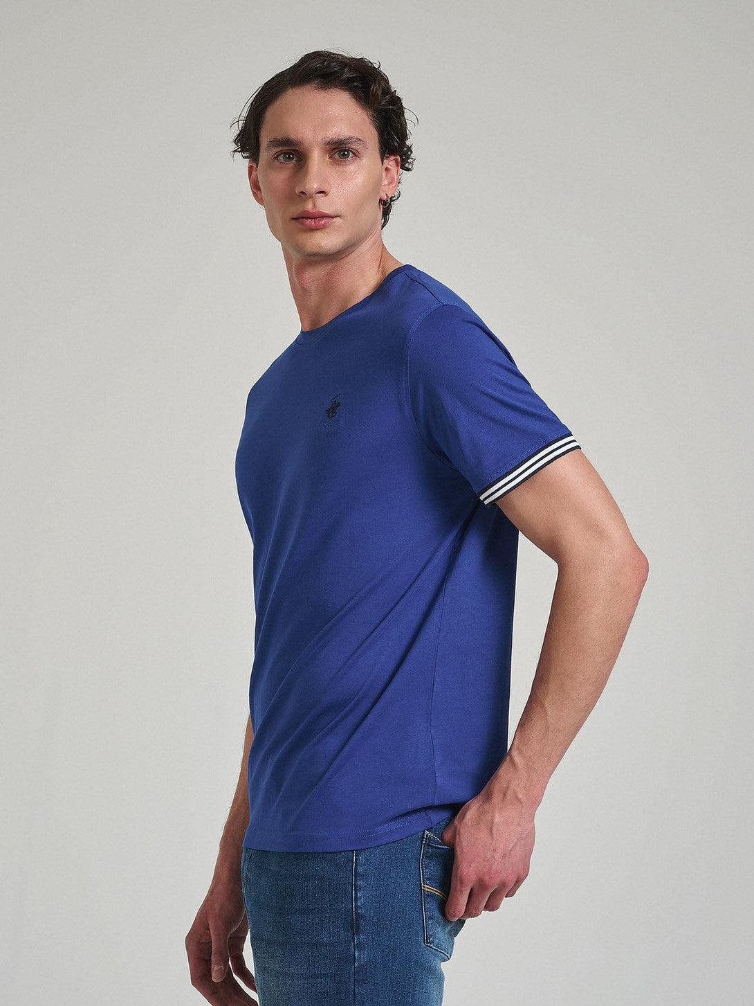 Beverly Hills Polo Club UK-TIPPED SLEEVE T-SHIRT DARK ROYAL