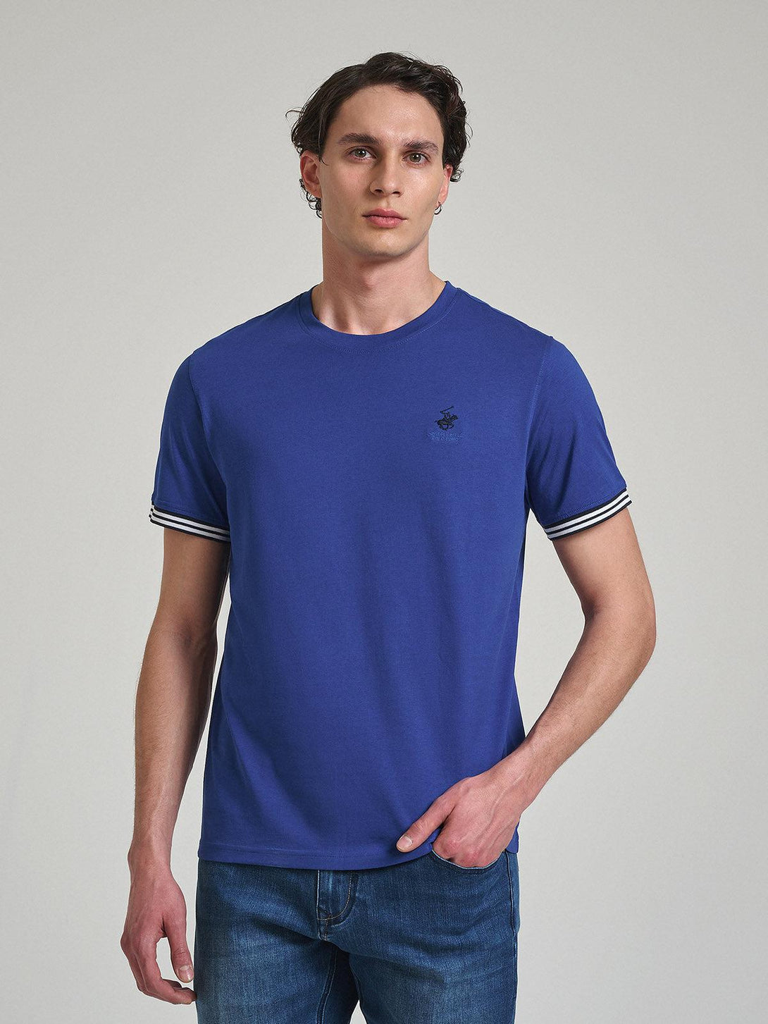 Beverly Hills Polo Club UK-TIPPED SLEEVE T-SHIRT DARK ROYAL