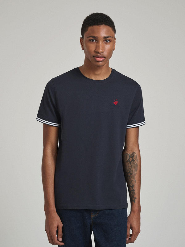 Beverly Hills Polo Club UK-TIPPED SLEEVE T-SHIRT NAVY