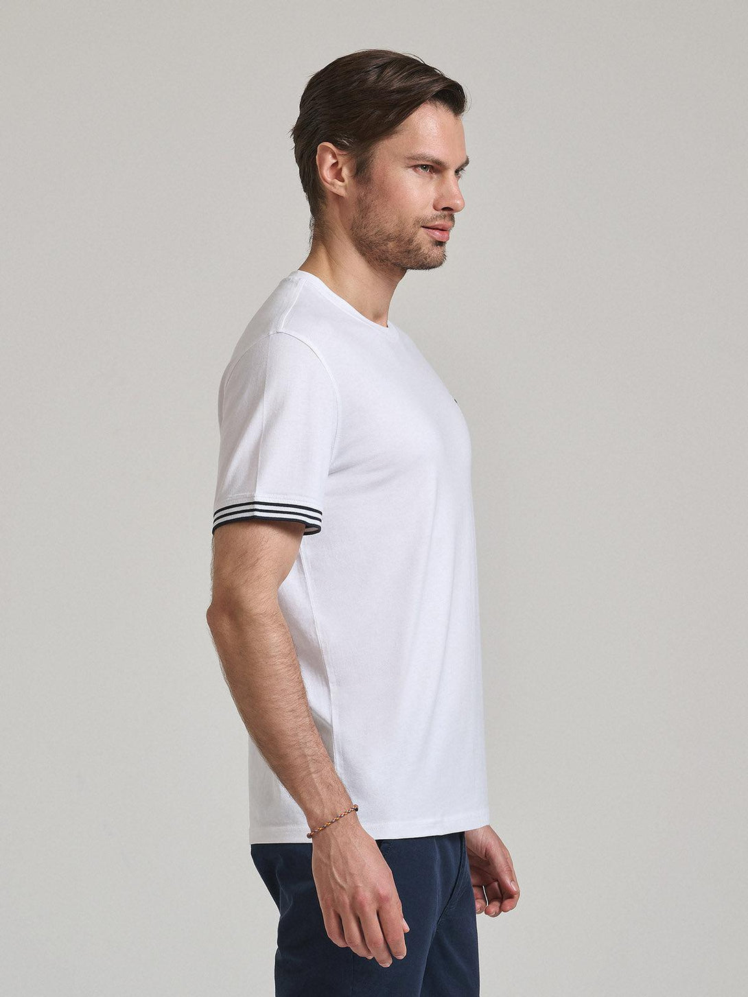 Beverly Hills Polo Club UK-TIPPED SLEEVE T-SHIRT WHITE