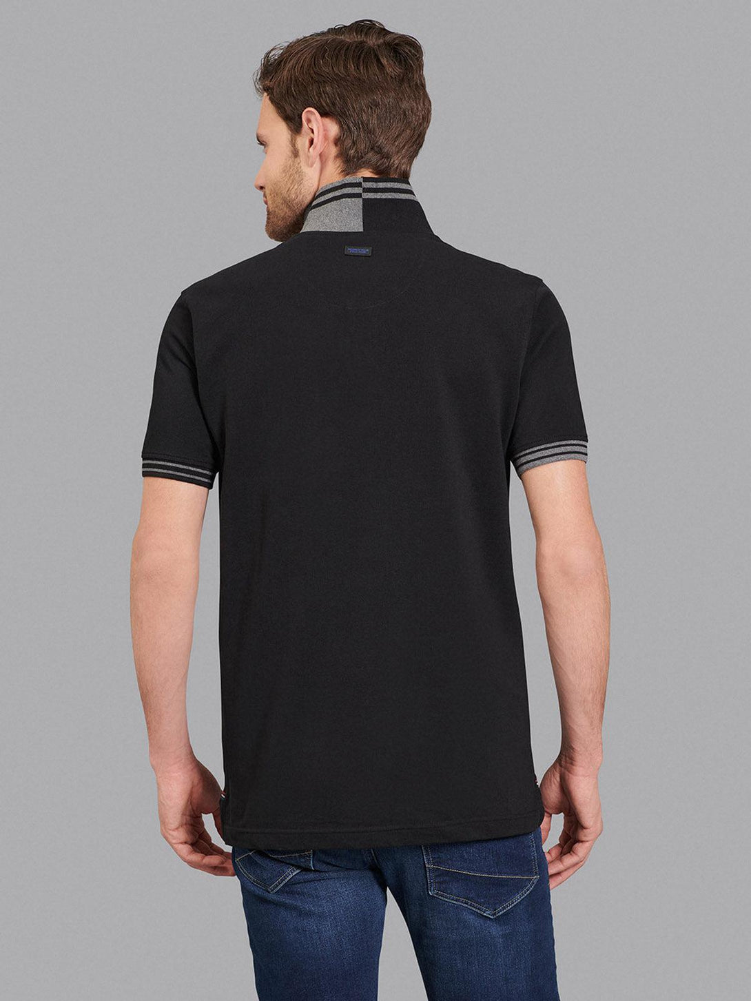 Beverly Hills Polo Club UK-TIPPED SPLIT COLLAR SIGNATURE POLO SHIRT BLACK