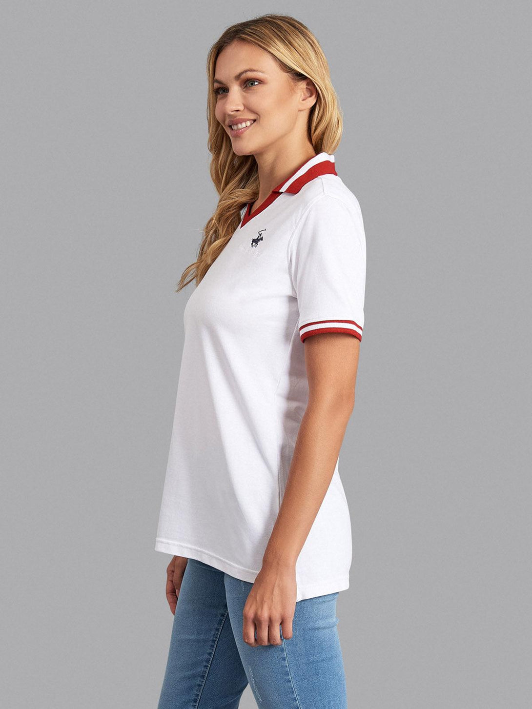 Beverly Hills Polo Club UK-TIPPED V-NECK POLO SHIRT WHITE