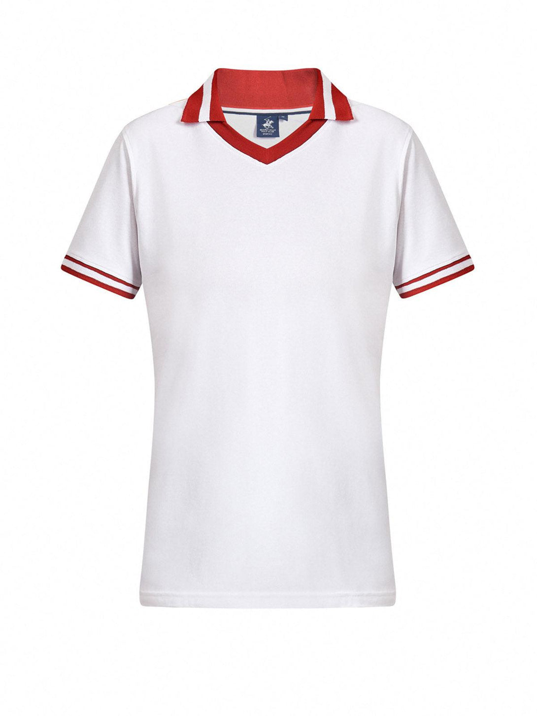 Beverly Hills Polo Club UK-TIPPED V-NECK POLO SHIRT WHITE