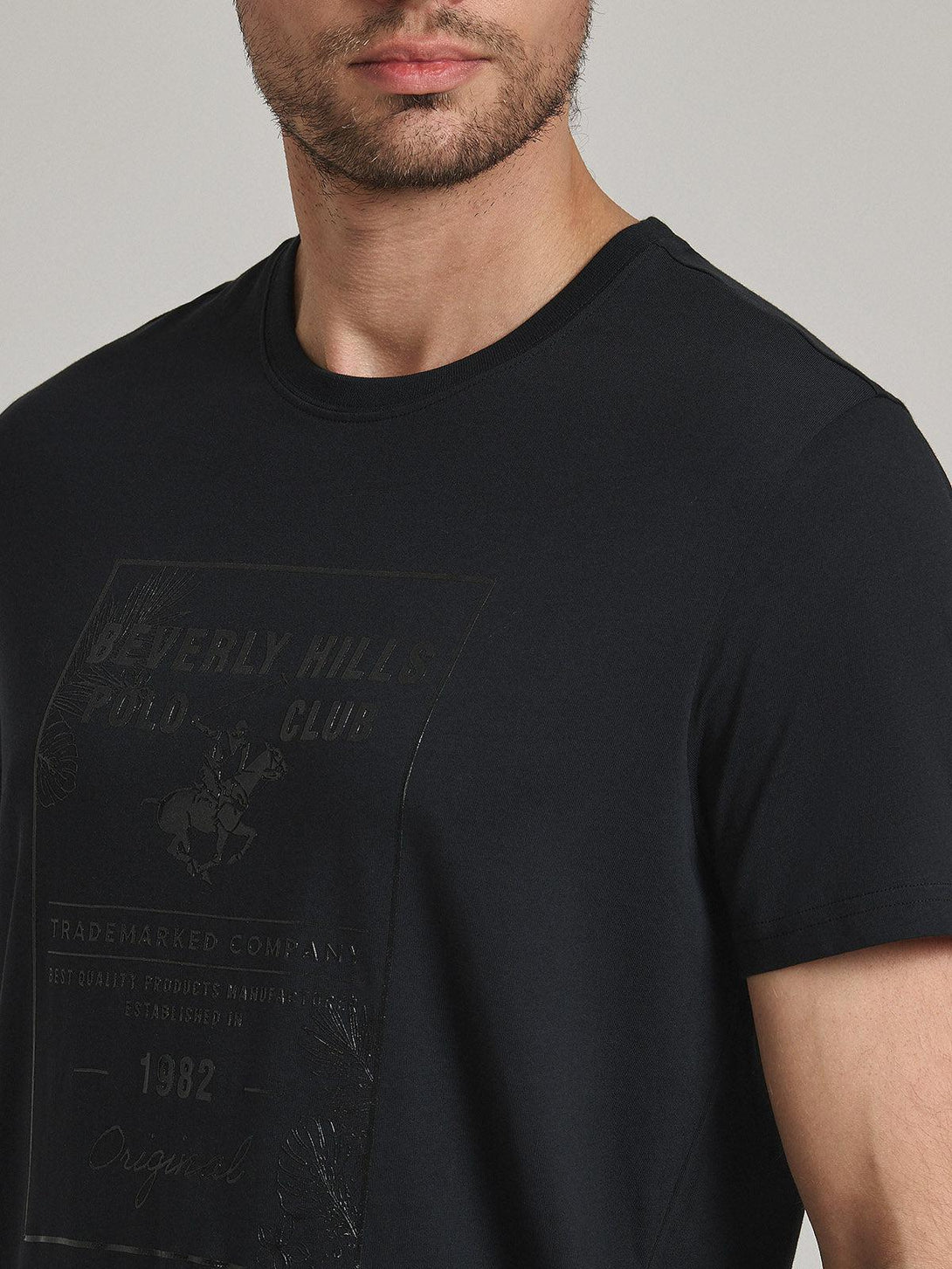 Beverly Hills Polo Club UK-TONAL BLOCK GRAPHIC T-SHIRT BLACK