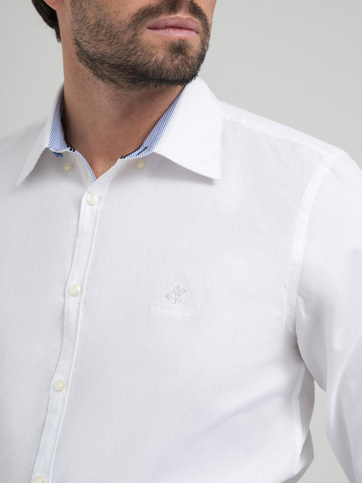 Beverly Hills Polo Club UK-TRI-COLOUR TAG FORMAL SHIRT WHITE