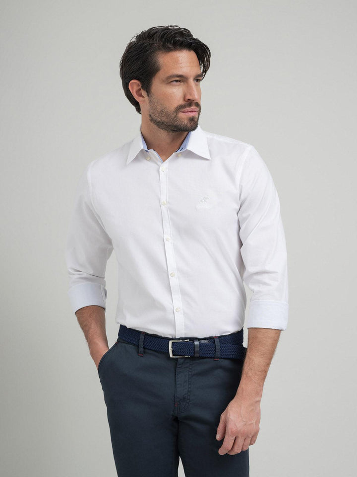 Beverly Hills Polo Club UK-TRI-COLOUR TAG FORMAL SHIRT WHITE