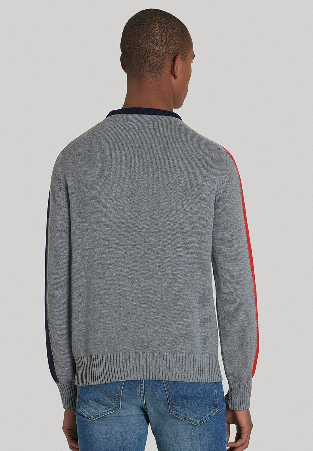 Beverly Hills Polo Club UK-TRIPLE PONY CREW NECK KNIT GREY MELANGE