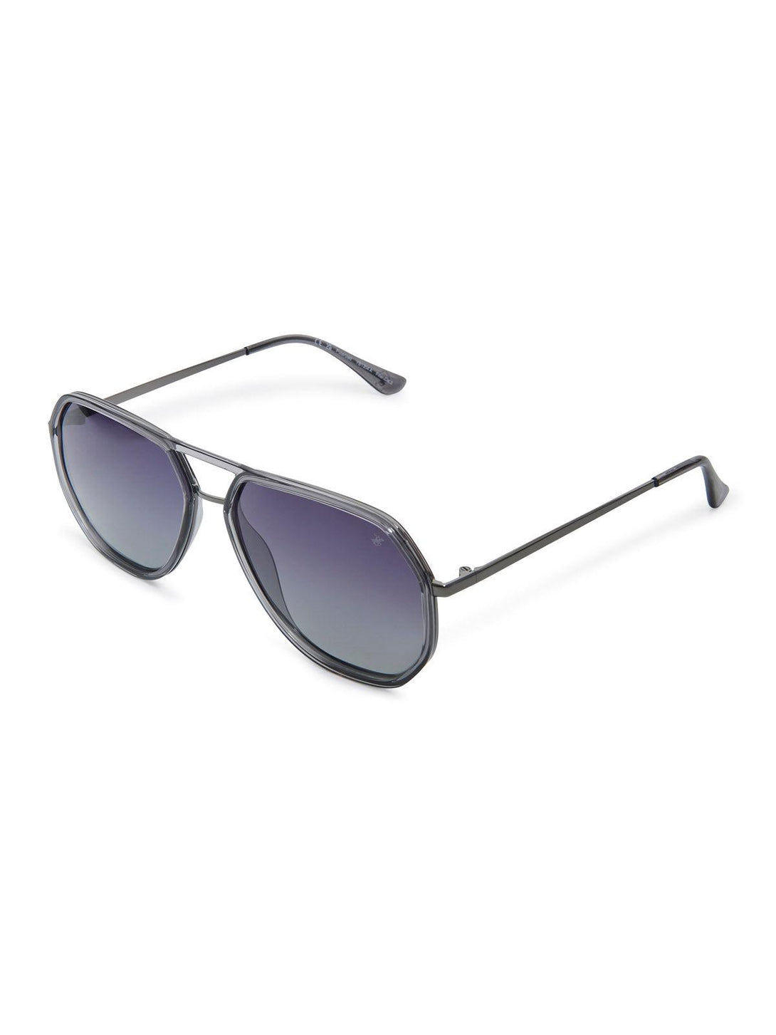 Beverly Hills Polo Club UK-ULTEM AVIATOR POLARISED SUNGLASSES GREY GUNMETAL GRADIENT GREY