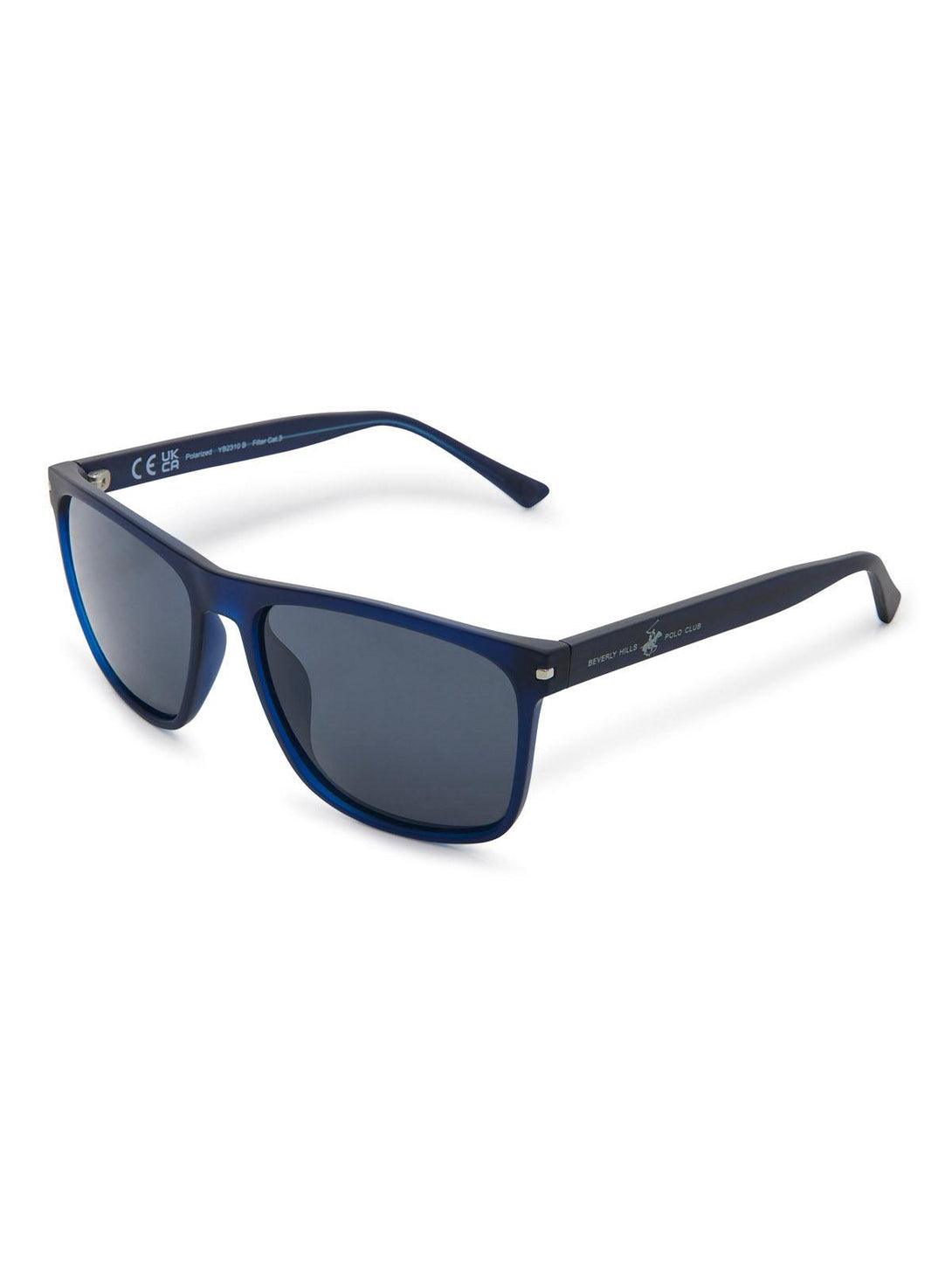 Beverly Hills Polo Club UK-ULTEM WAYFARER POLARISED SUNGLASSES NAVY SOLID SMOKE