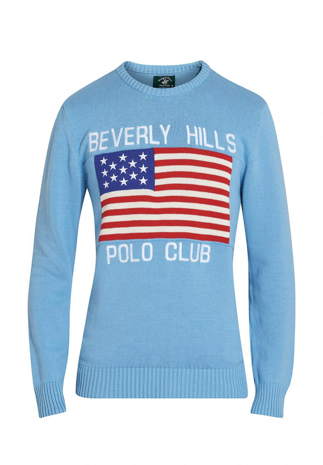 Beverly Hills Polo Club UK-US FLAG CREW NECK KNIT BALTIC BLUE