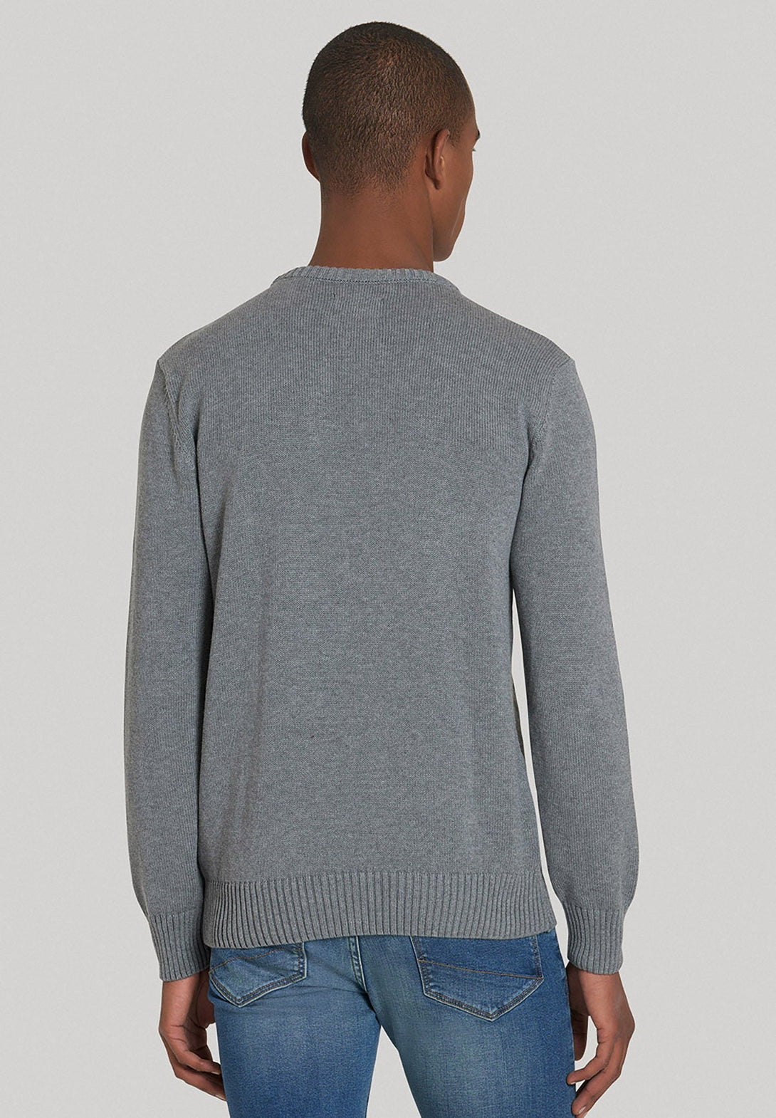 Beverly Hills Polo Club UK-US FLAG CREW NECK KNIT GREY MELANGE