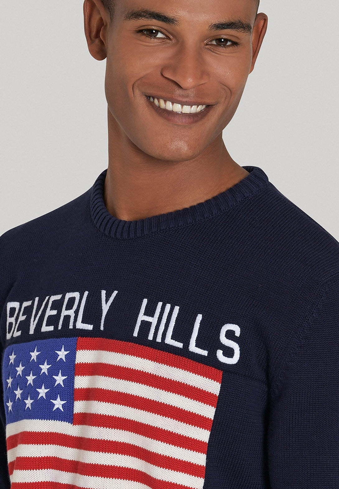 Beverly Hills Polo Club UK-US FLAG CREW NECK KNIT NAVY